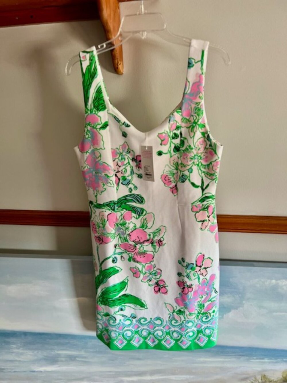 Lilly Pulitzer Del Rey stretch shift dress HTF rare print size L new w Tag